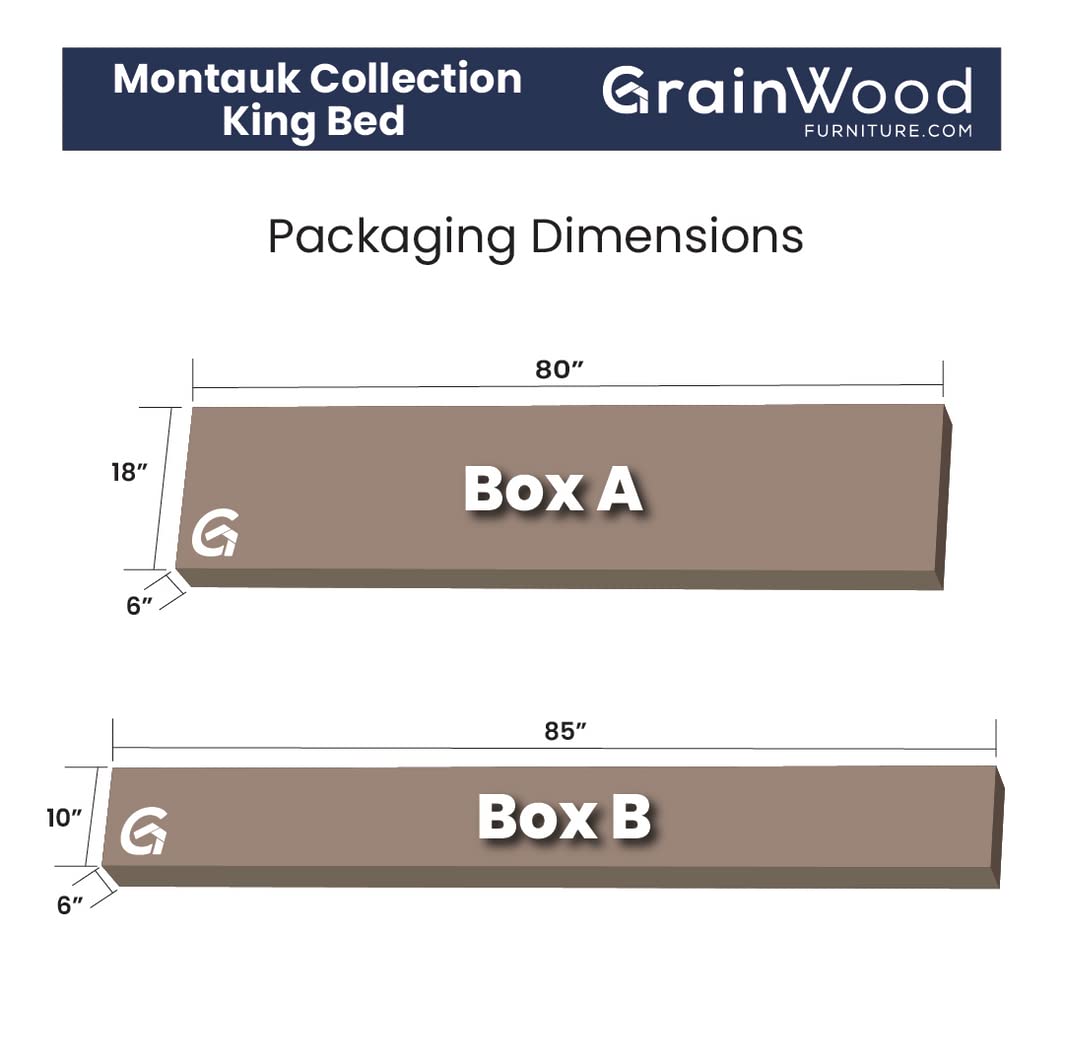 Grain Wood Furniture Montauk Solid Wood Bed, King Size, Rustic Walnut