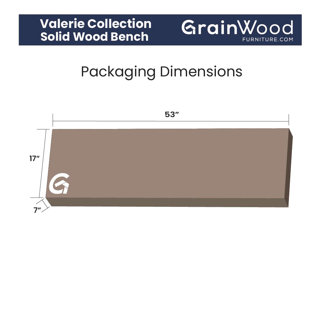 Grain Wood Furniture Valerie Solid Wood Bench with a Rustic Walnut Finish