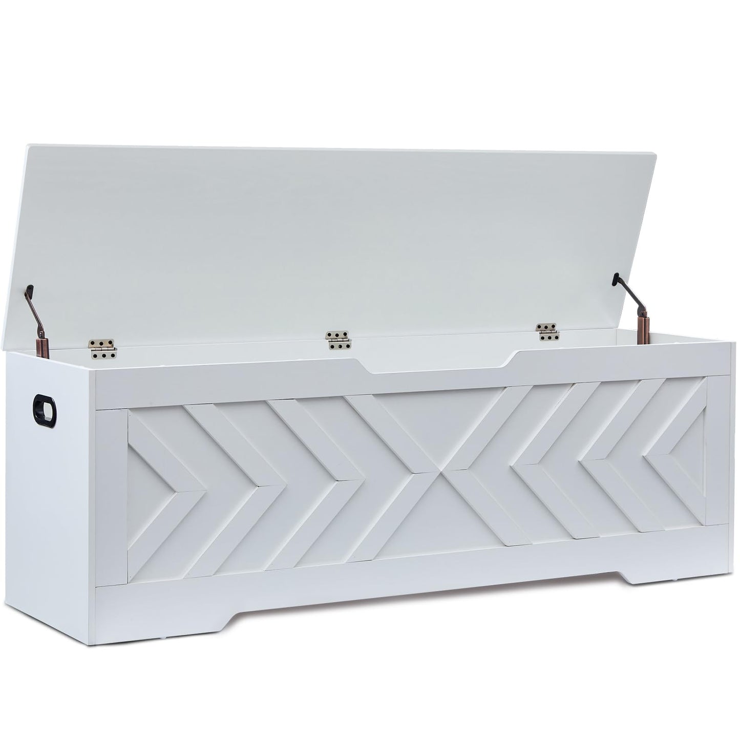 55.1” Storage Bench, Extra Large Entryway Bench with Storage,Storage Chest with 2 Safety Hinges,Blanket Storage,Shoe Storage Chest for Bedroom,Living Room,Easy Assembly. (Greige)
