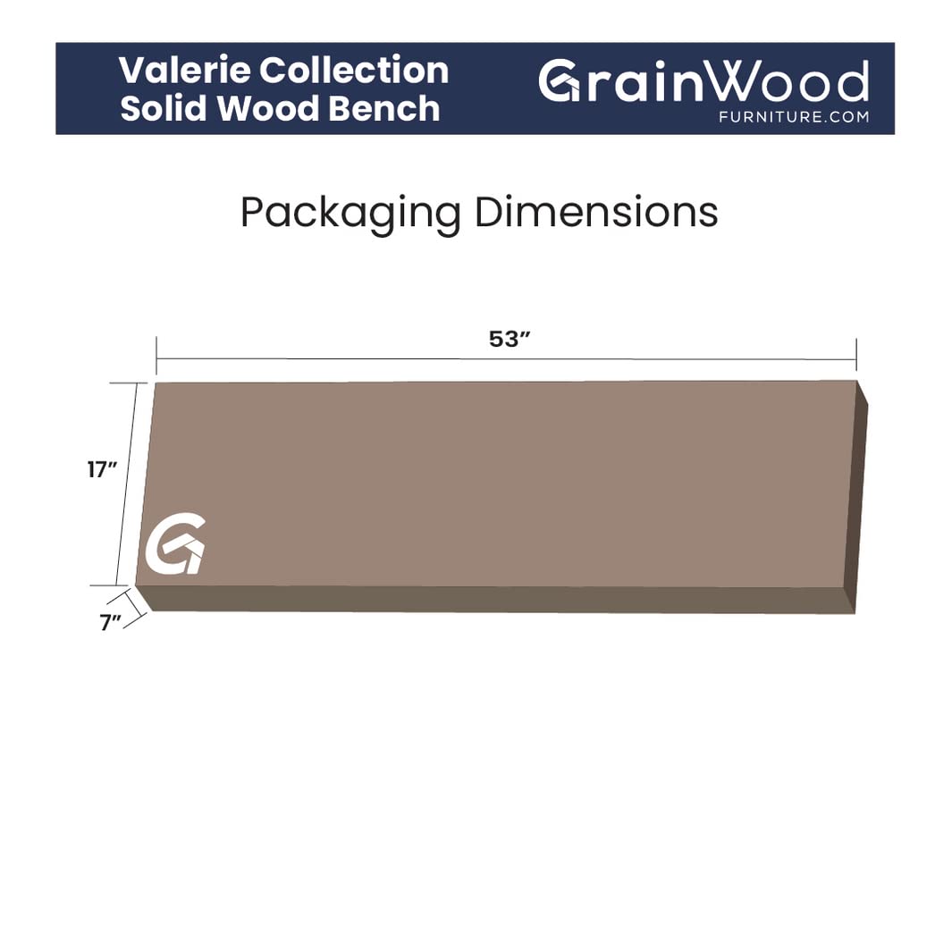 Grain Wood Furniture Valerie Solid Wood Bench with a Rustic Walnut Finish