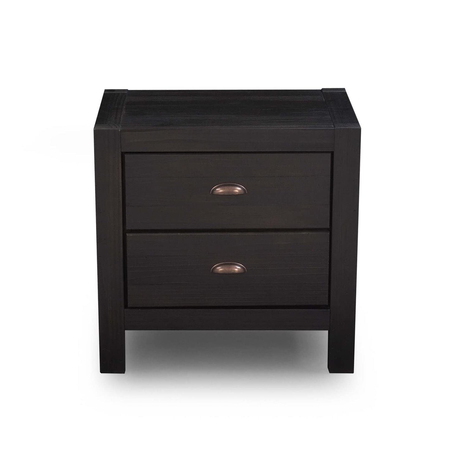 Grain Wood Furniture Montauk 2-Drawer Bedside Nightstand, Solid Wood with Rustic Walnut Finish