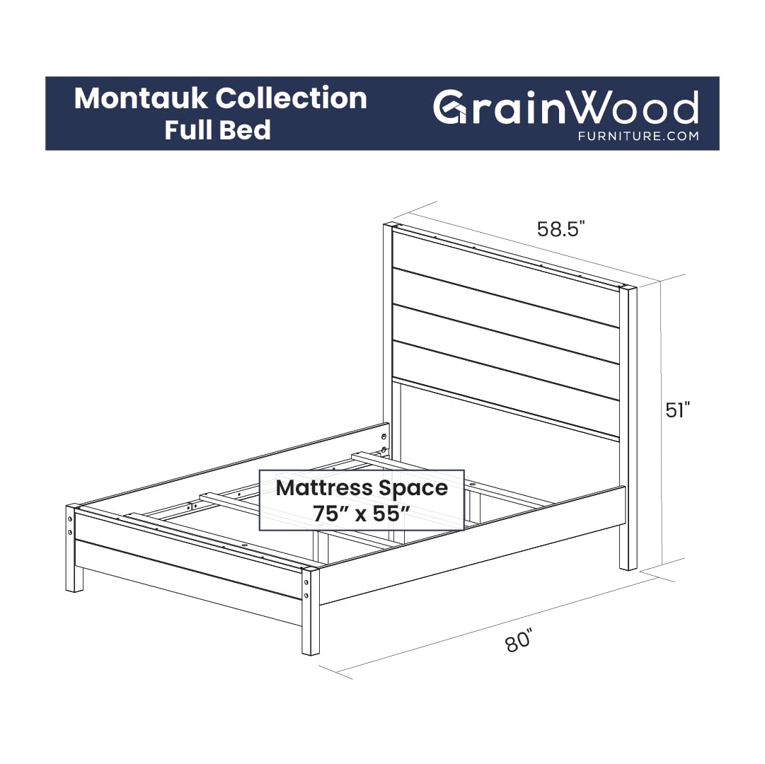 Grain Wood Furniture Montauk Solid Wood Bed, King Size, Rustic Walnut