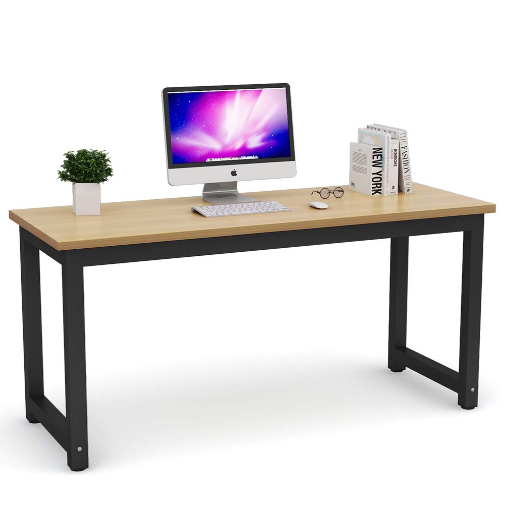 Tribesigns Modern Simple Computer Desk, 47 inch Vintage Office Desk Computer Table, Study Writing Study Desk Workstation for Home Office, Rustic Brown