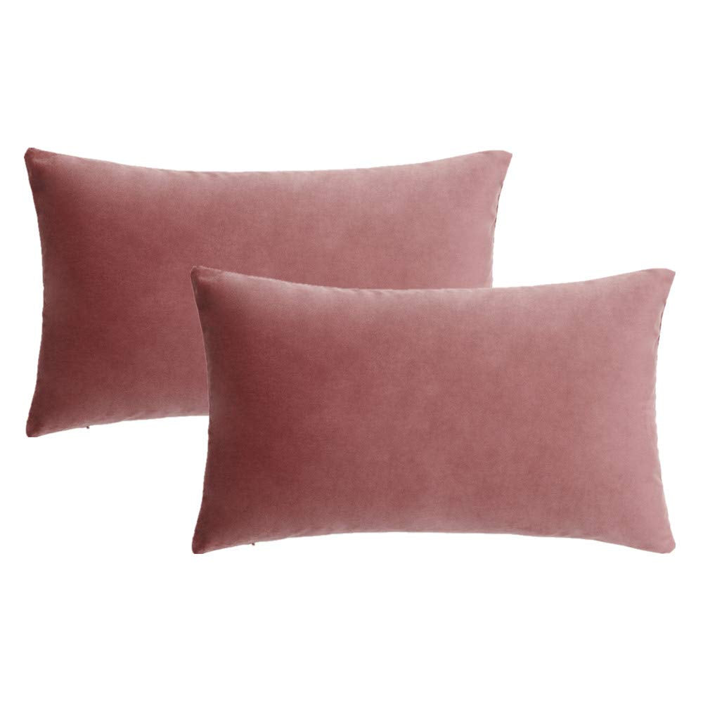 VAKADO Throw Pillow Covers 18x18 Set of 2 Emerald Green Velvet Decor Dark Forest Christmas Decorative Xmas Cushion Couch Euro Pillowcases Home Bed Decoration for Sofa Bedroom Office