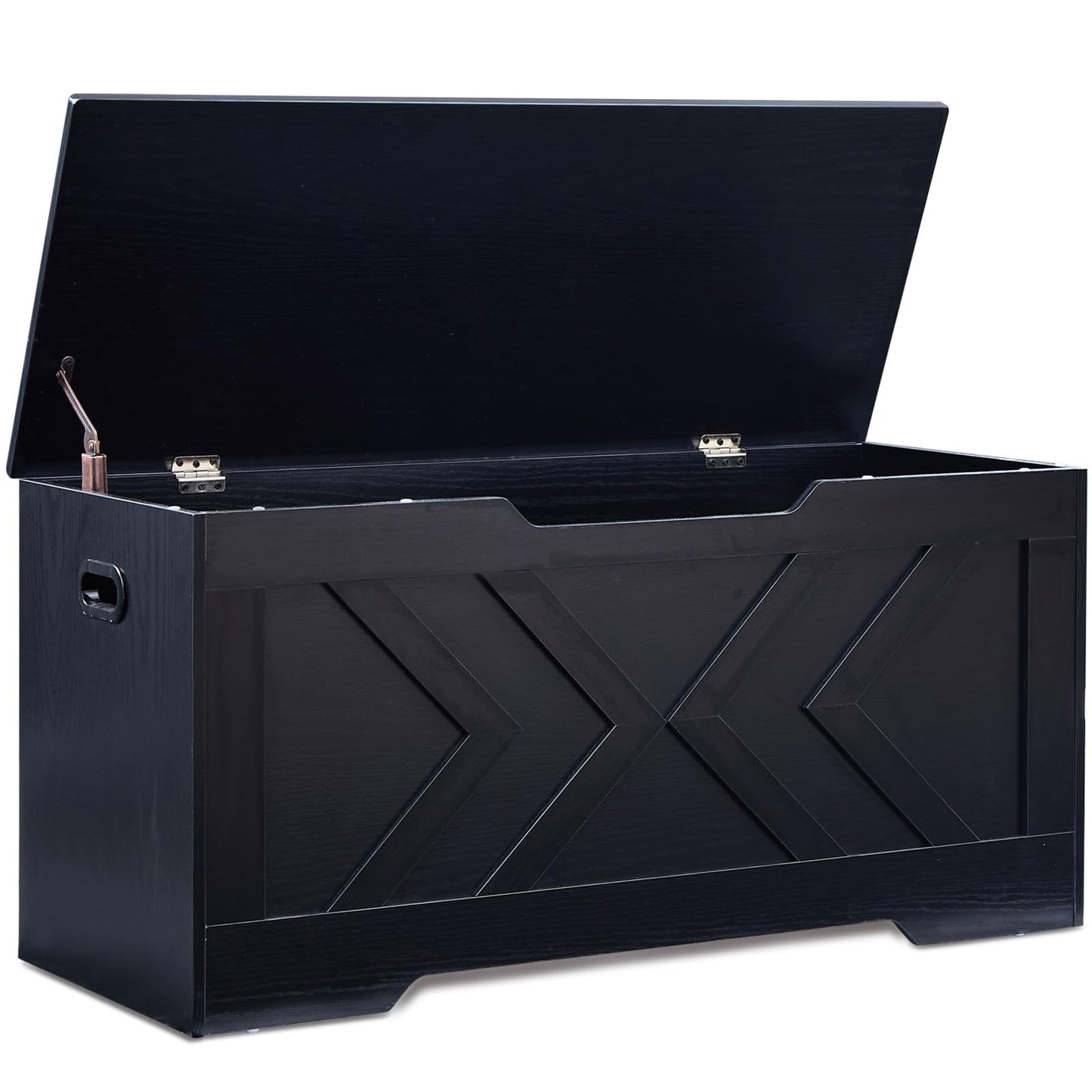 47.2” Storage Bench,Extra Large Wooden Storage Chest with 2 Safety Hinges,entryway Bench,Blanket Storage,Shoe Storage Bench for Entryway,Bedroom,Living Room,Easy Assembly.-Greige