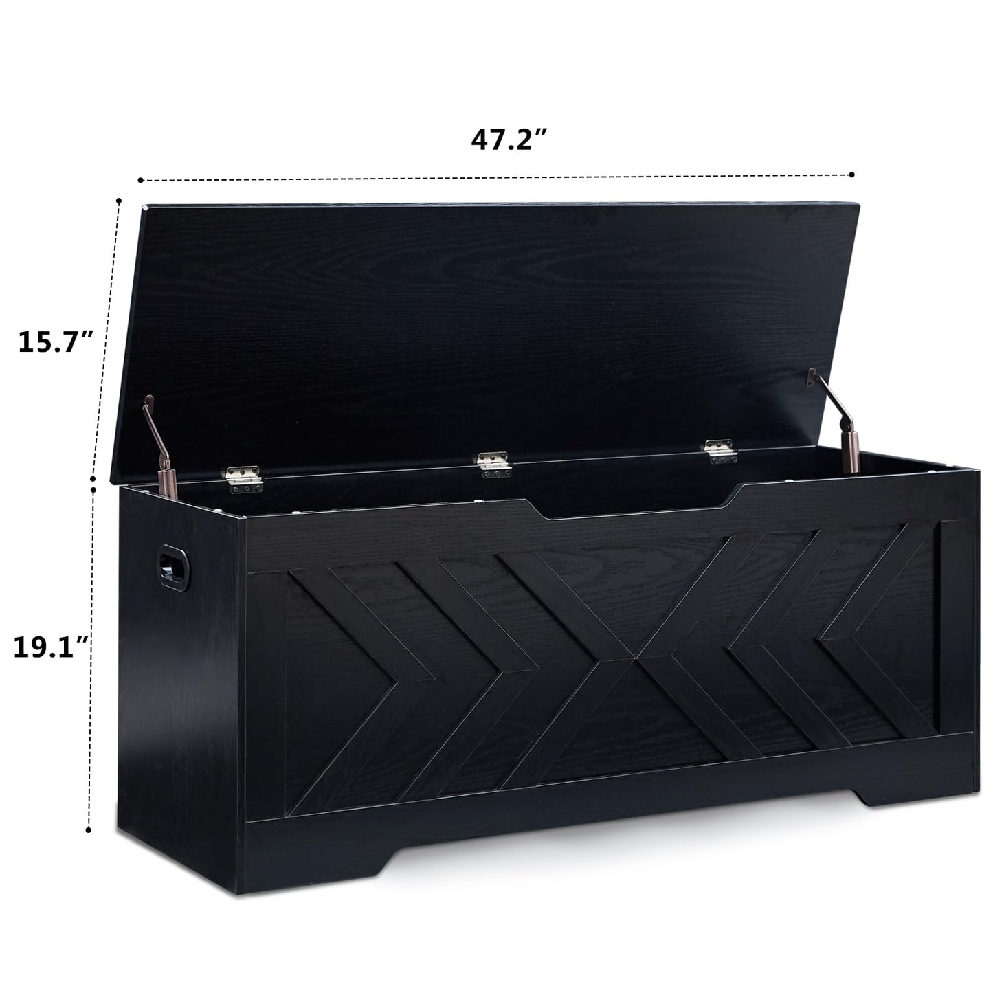 47.2” Storage Bench,Extra Large Wooden Storage Chest with 2 Safety Hinges,entryway Bench,Blanket Storage,Shoe Storage Bench for Entryway,Bedroom,Living Room,Easy Assembly.-Greige