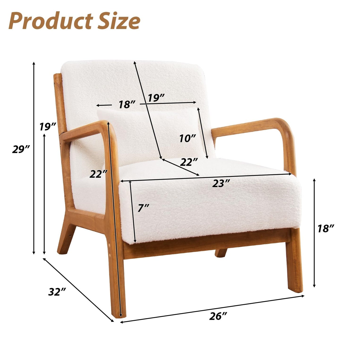 IOMOR Accent Chair Mid Century Modern Chair Linen Fabric Living Room Chairs with Solid Wood Frame Comfy Upholstered and Lumbar Pillow Reading Side Chair Easy Assembly for Bedroom Room (1, Linen Green)