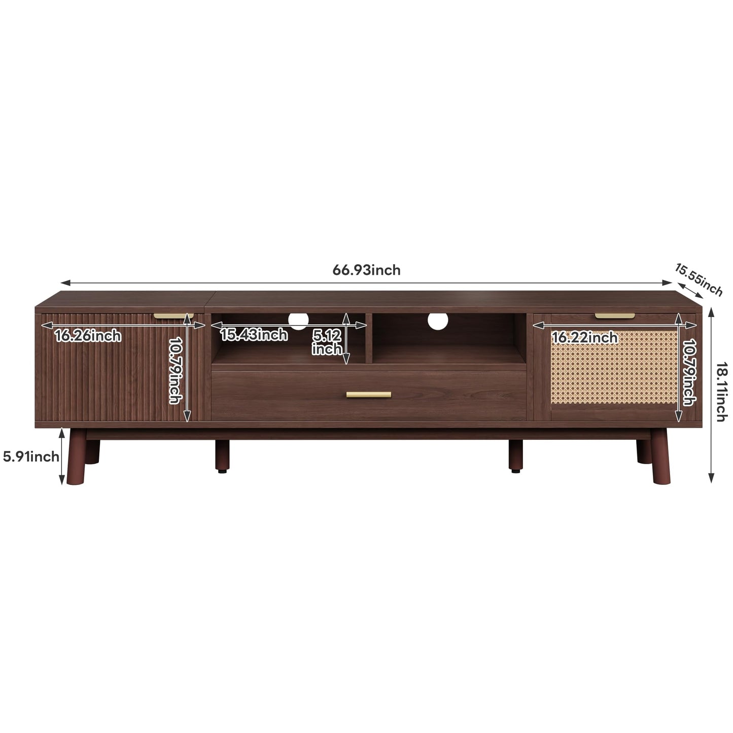 LKTART 67" Mid Century Modern TV Stand for 65/70/75/80" TVs,Entertainment Center with Sliding Doors and Drawers,Media Console for Living Room
