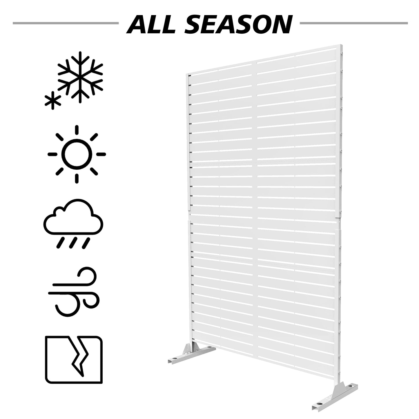 Outdoor Metal Privacy Screen with Stand, 72" H x 47" W Freestanding Outdoor Patio Divider, Decorative Patio Privacy Fence Panel for Garden Backyard Balcony Porch (Brown-Crossbanding)