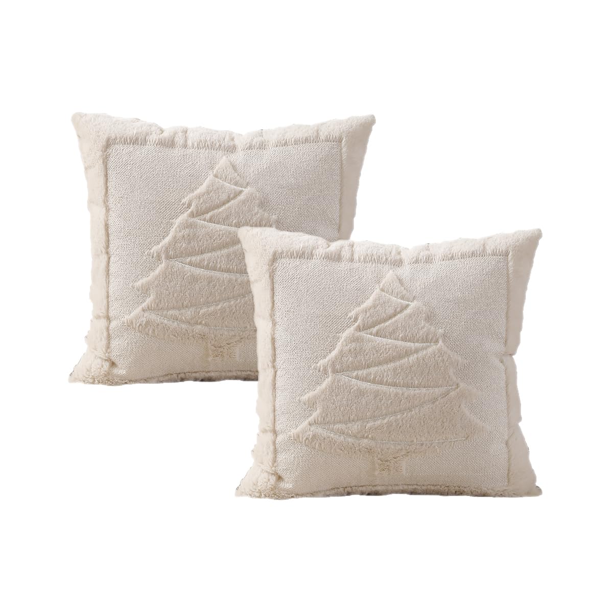 VAKADO Christmas Green Throw Pillow Covers 18x18 Set of 2 ，Winter Xmas Holiday Decoration Outdoor Tree Decorative Home Decor for Couch Festival Bed Sofa Bedroom Living Room Office