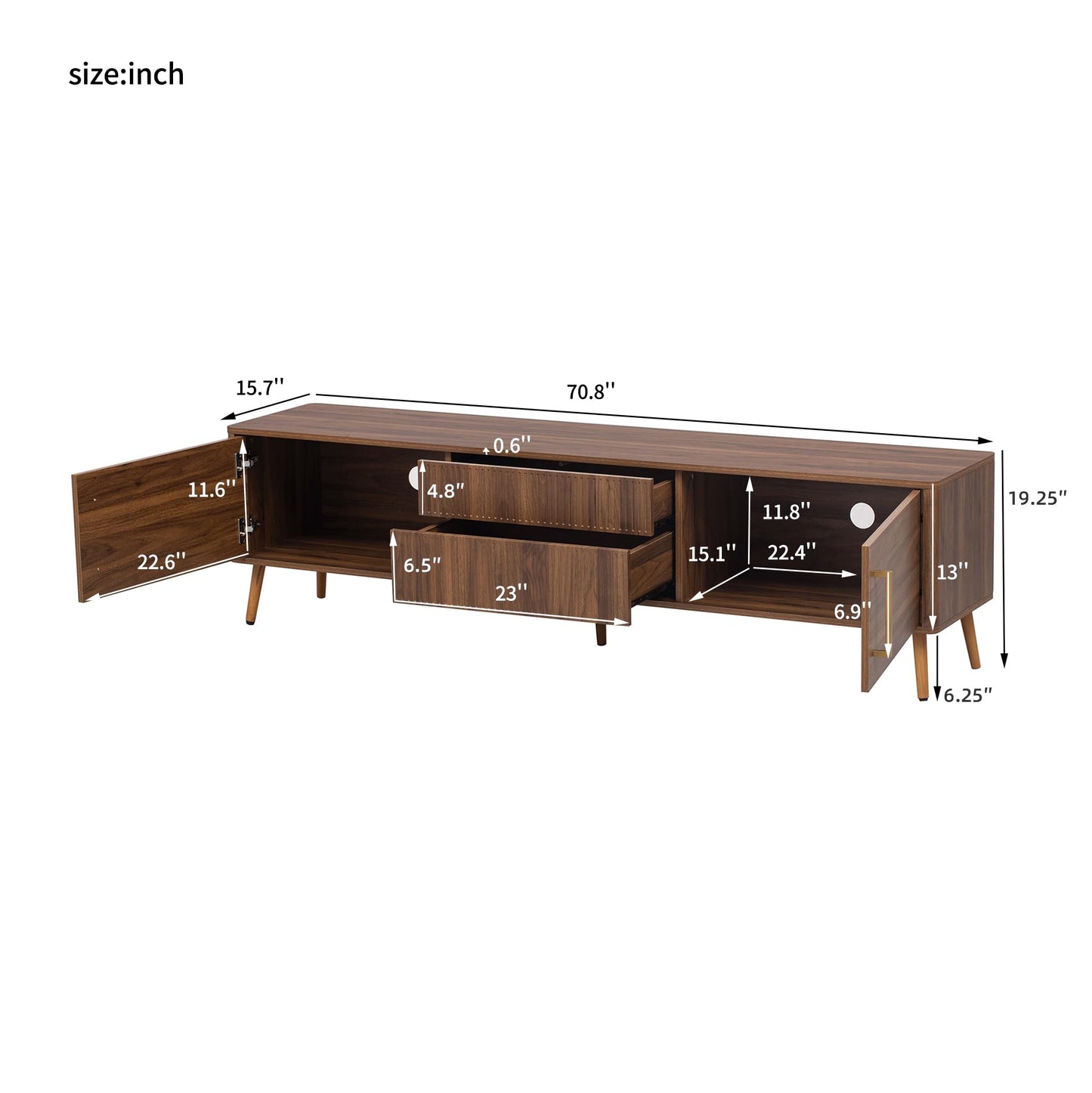 LKTART 67" Mid Century Modern TV Stand for 65/70/75/80" TVs,Entertainment Center with Sliding Doors and Drawers,Media Console for Living Room