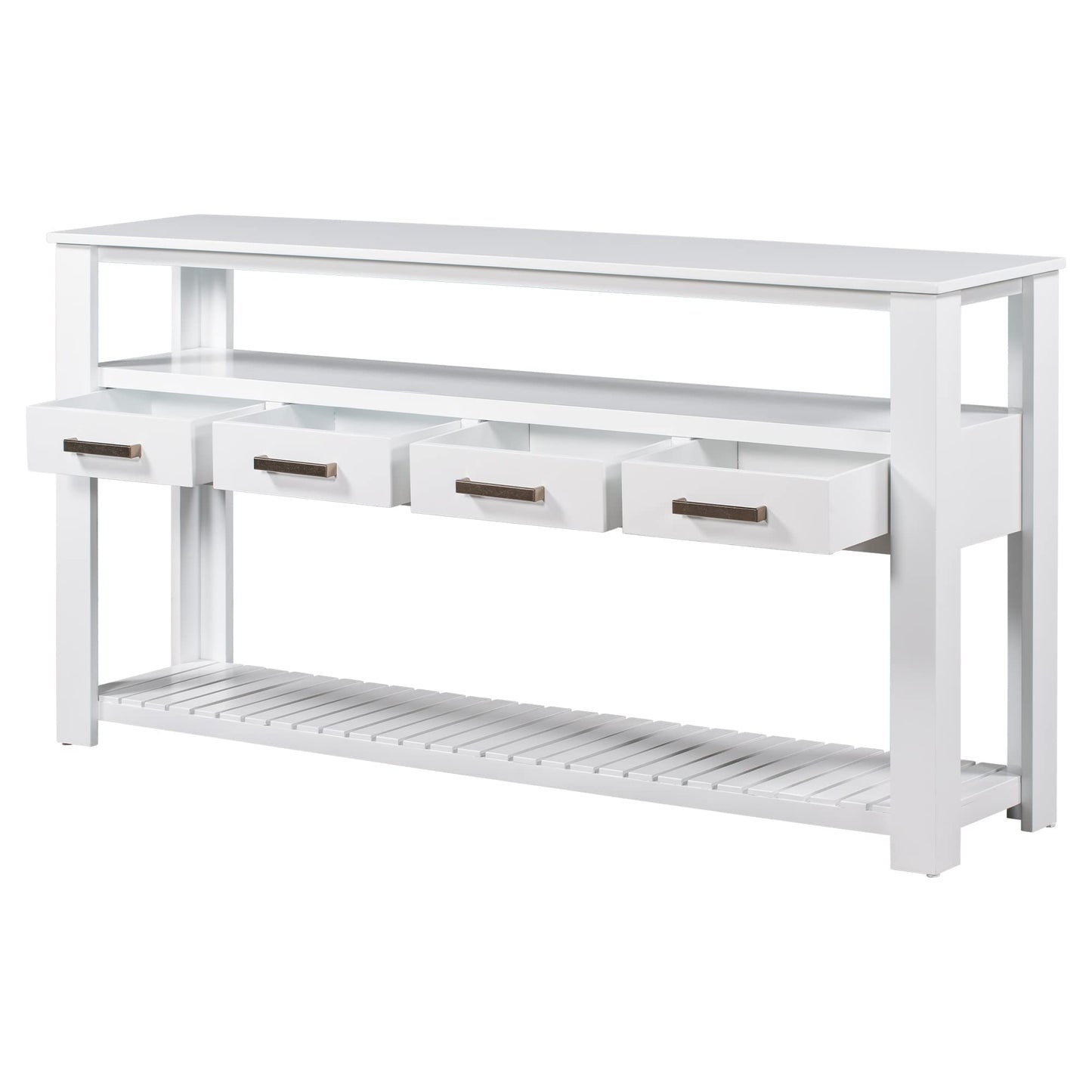 LKTART 63" Solid Wood Console Table Sofa Table with Storage Drawers and Bottom Shelf,Farmhouse Entryway Table for Hallway Foyer,Living Room,Easy Assembled (63" Espresso)