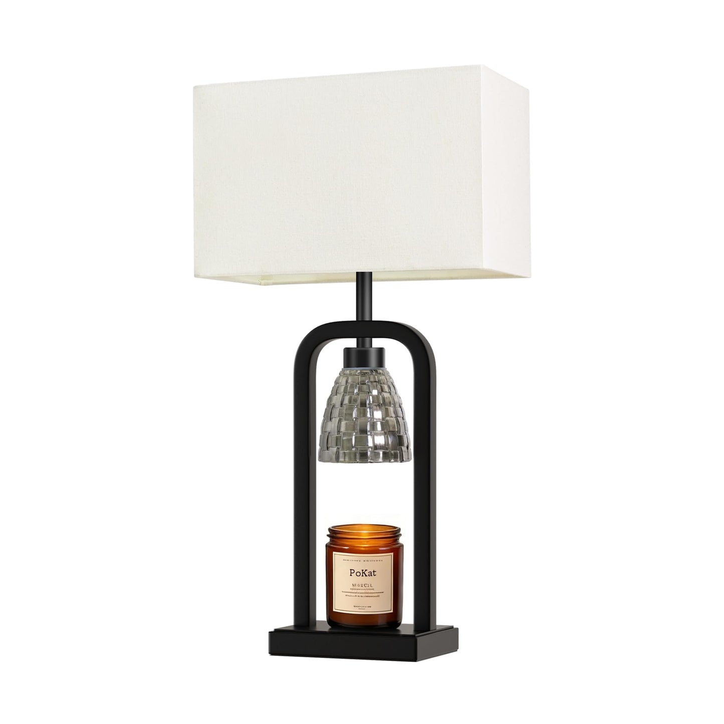 PoKat Gold Table Lamp Candle Warmer, Candle Warmer Lamp with Timer Dimmer, Wax Light Warming Table Lamp for Jar Candles, Modern Bedside Lamp for House Warming Home Decor Living Room, Bulb Included