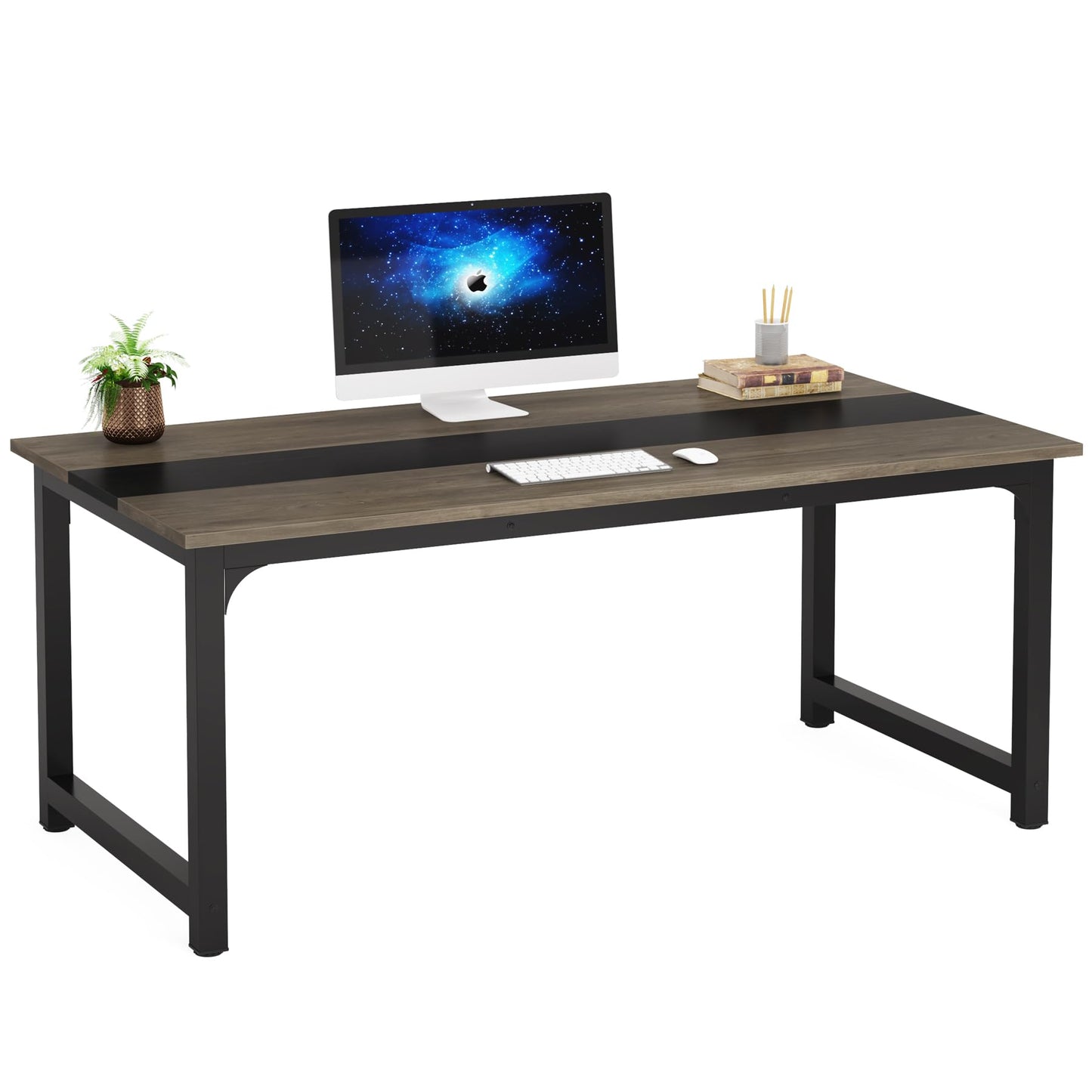Tribesigns Modern Simple Computer Desk, 47 inch Vintage Office Desk Computer Table, Study Writing Study Desk Workstation for Home Office, Rustic Brown