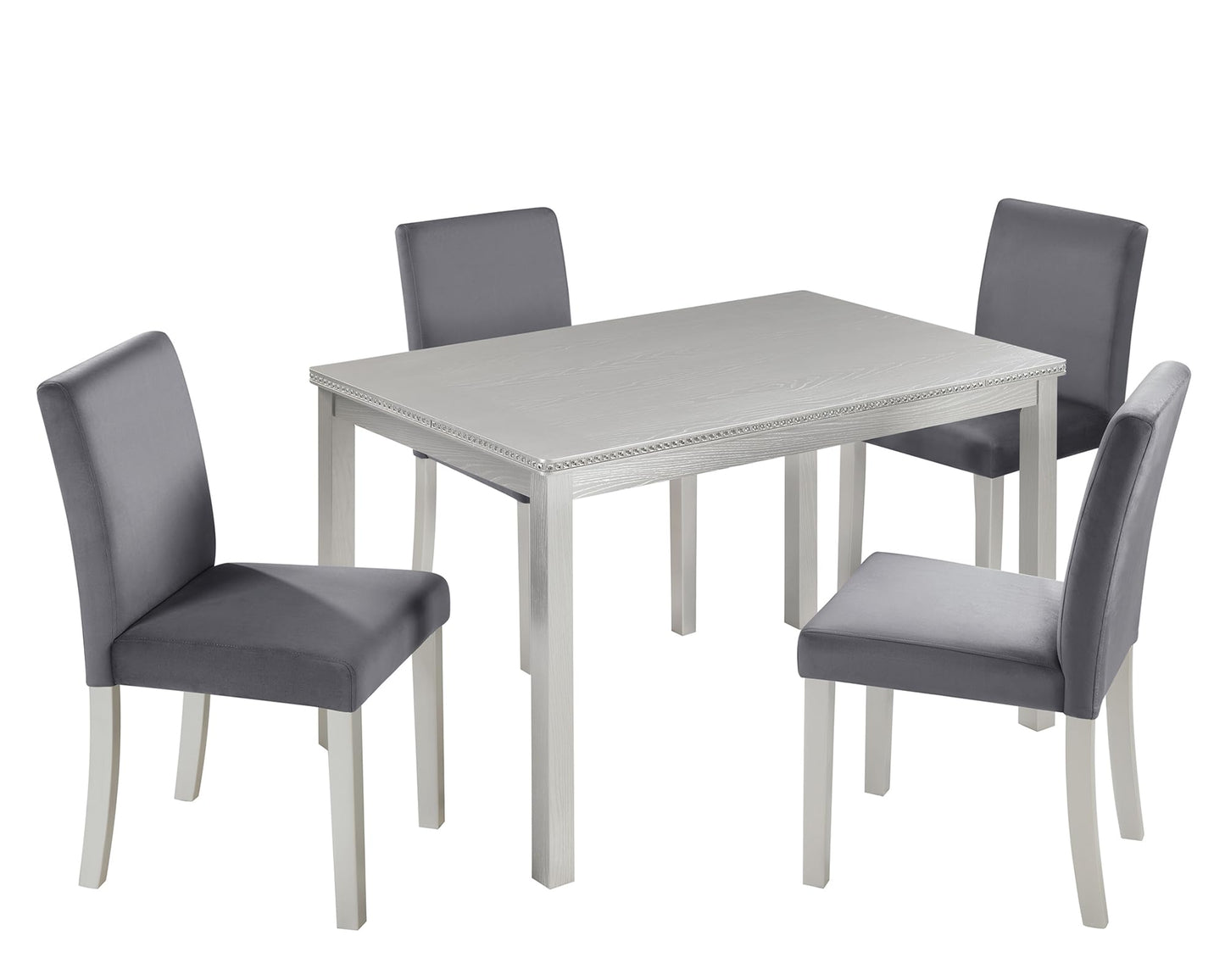 LKTART 6 Piece Kitchen Dining Set, 58.5" Rectangular Wooden Dinner Table with 4 Upholstered Chairs and a Bench for Living Room, Home Bar and Kitchen, Walnut