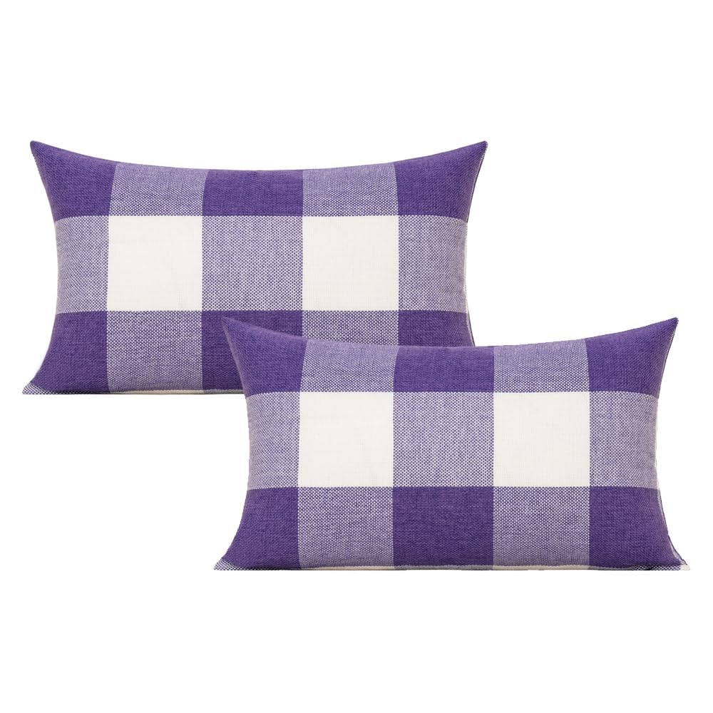 VAKADO Outdoor Farmhouse Buffalo Plaids Throw Pillow Covers 18x18 Set of 2 Black White Decorative Classroom Front Porch Classic Decor Retro Boho Cushion Cases Fall Home Rustic Check for Couch Patio