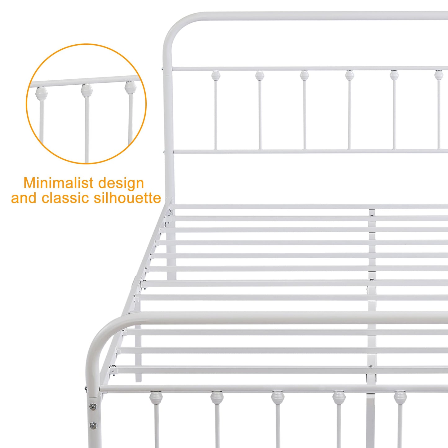 VECELO King Size Victorian Style Metal Bed Frame with Headboard/Mattress Foundation/No Box Spring Needed/Under Bed Storage and Strong Slat Support Purple Bronze