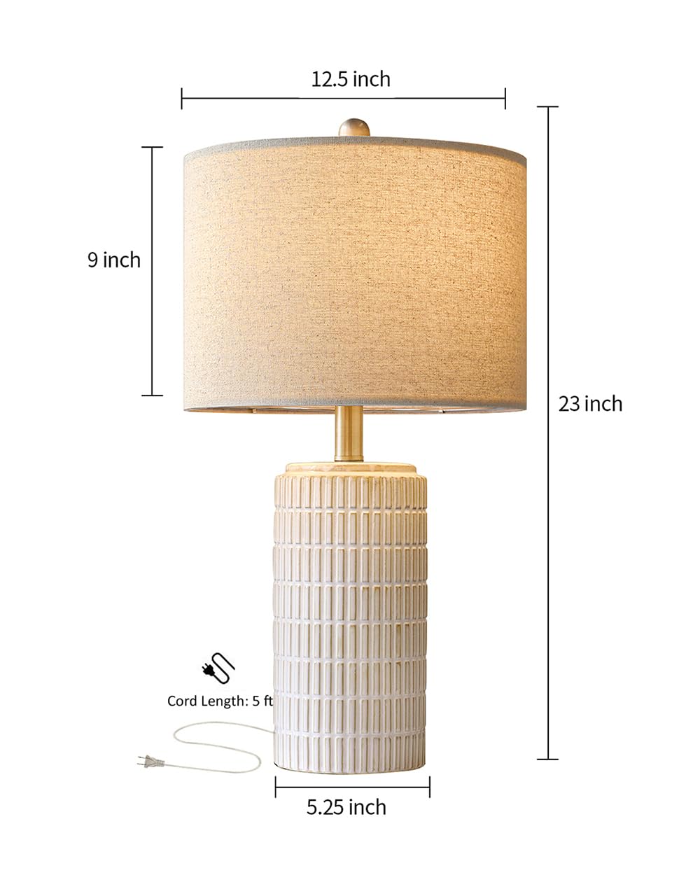 PoKat 23" Modern Ceramic Table Lamp Set of 2 for Living Room White Desk Lamps for Bedroom Farmhouse Bedside Nightstand Lamp House Warming Gifts New Home Decor End Table Lamps Gifts for Women Mom Beige