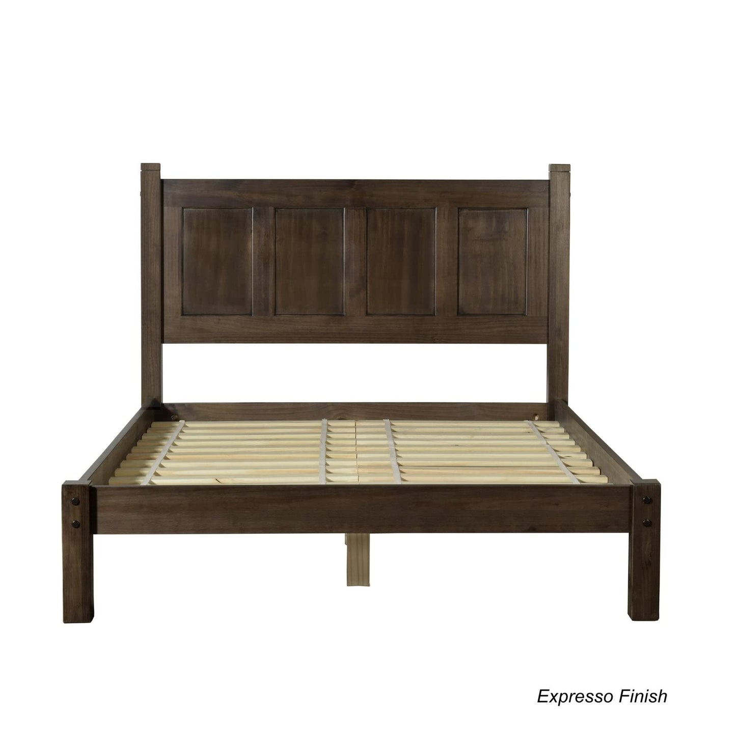 Grain Wood Furniture Shaker Solid Wood Panel Platform Bed, Queen Size, Expresso