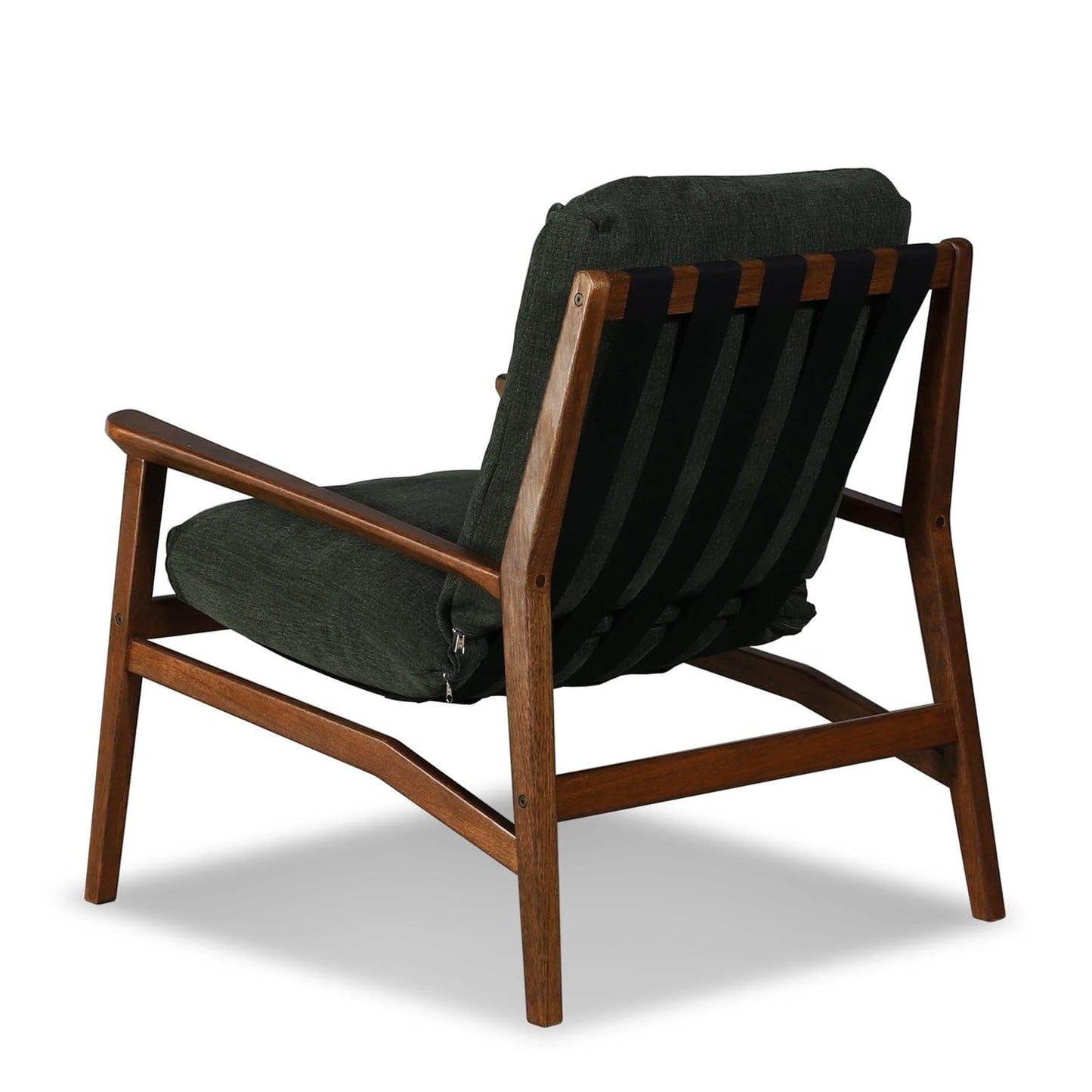 Grain Wood Furniture Solid Wood Mid Century Lounge Chair with Stone Gray Cushions