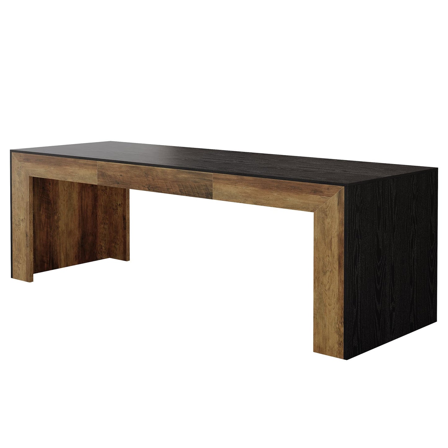 Tribesigns Extra Long Dining Table for 6-8 People, 78.7-Inch Rectangular Kitchen Table with Wooden Tabletop and Legs for Kitchen, Dining Room, Living Room, Heavy Duty, Black+Brown