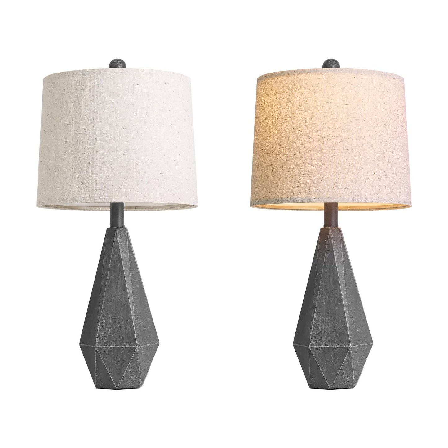 PoKat 23.5'' Table Lamps Set of 2 for Bedroom, Farmhouse Nightstand Lamps for Living Room, Rustic Bedside Lamps with Linen Lampshade for Side Table Office Hallway Entryway Dark Wood-Like (Brown)