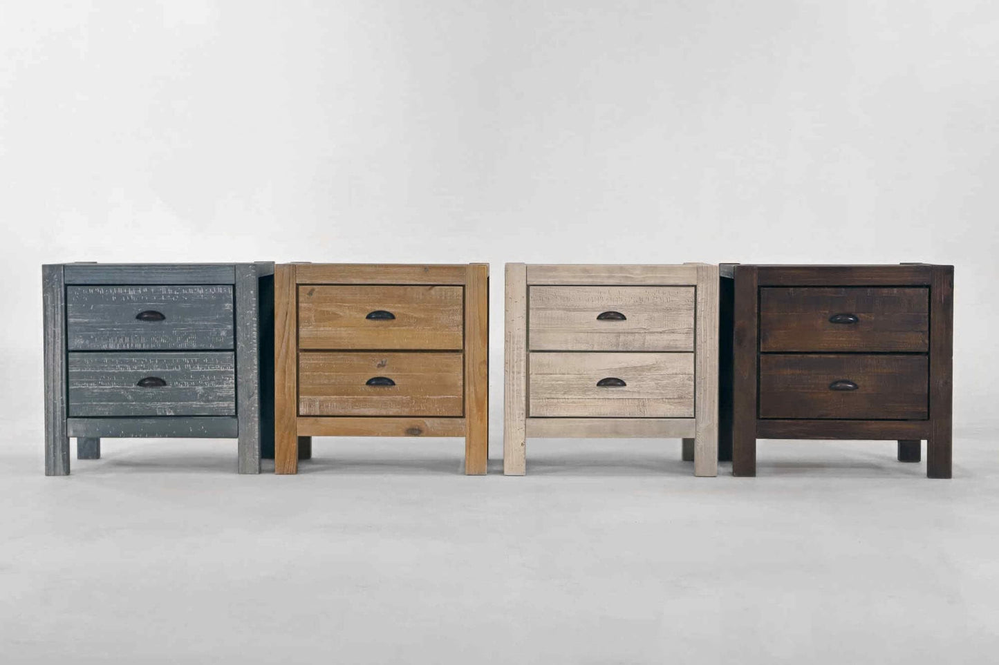 Grain Wood Furniture Montauk 2-Drawer Bedside Nightstand, Solid Wood with Rustic Walnut Finish