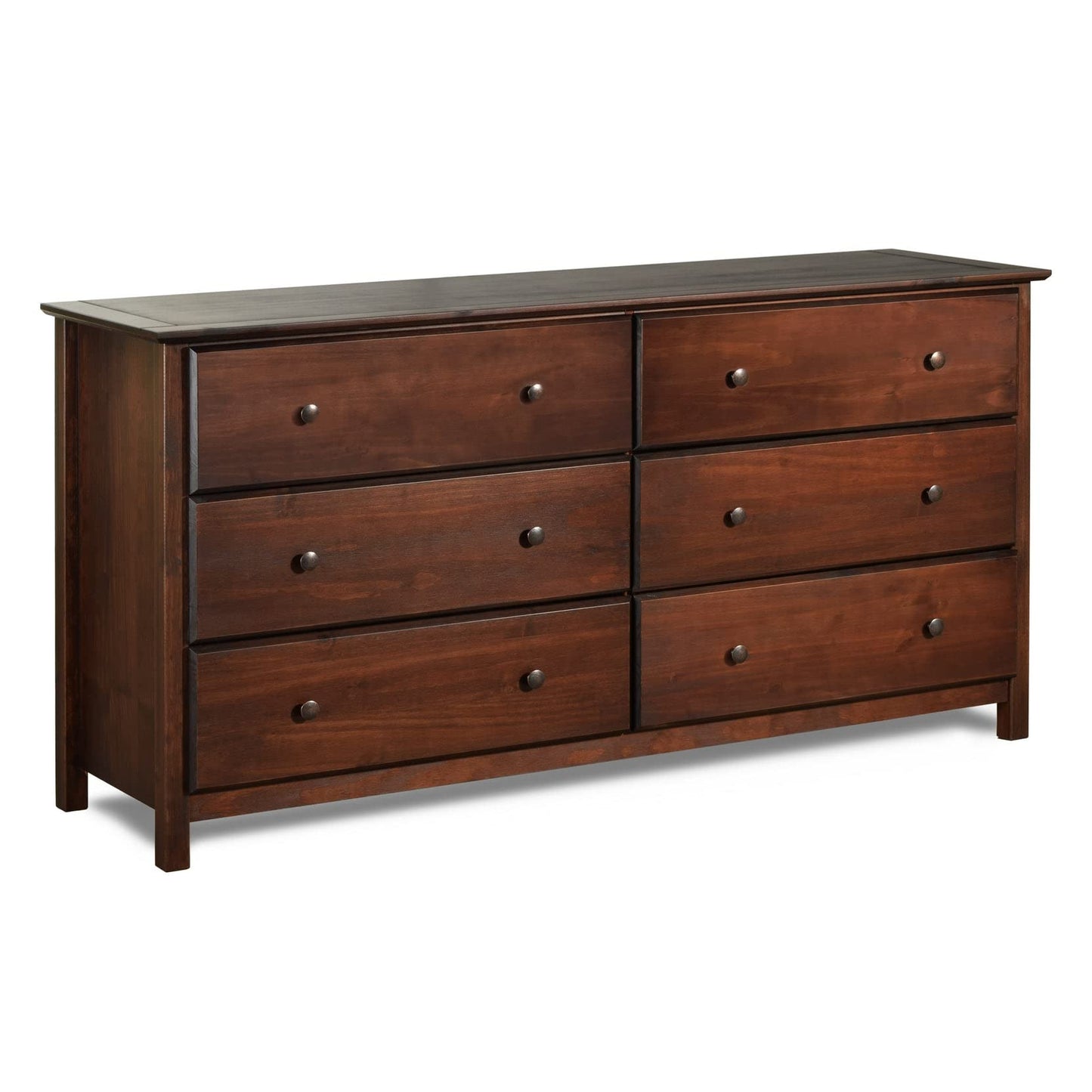 Grain Wood Furniture Shaker 6-Drawer Dresser, Solid Wood with a Walnut Finish