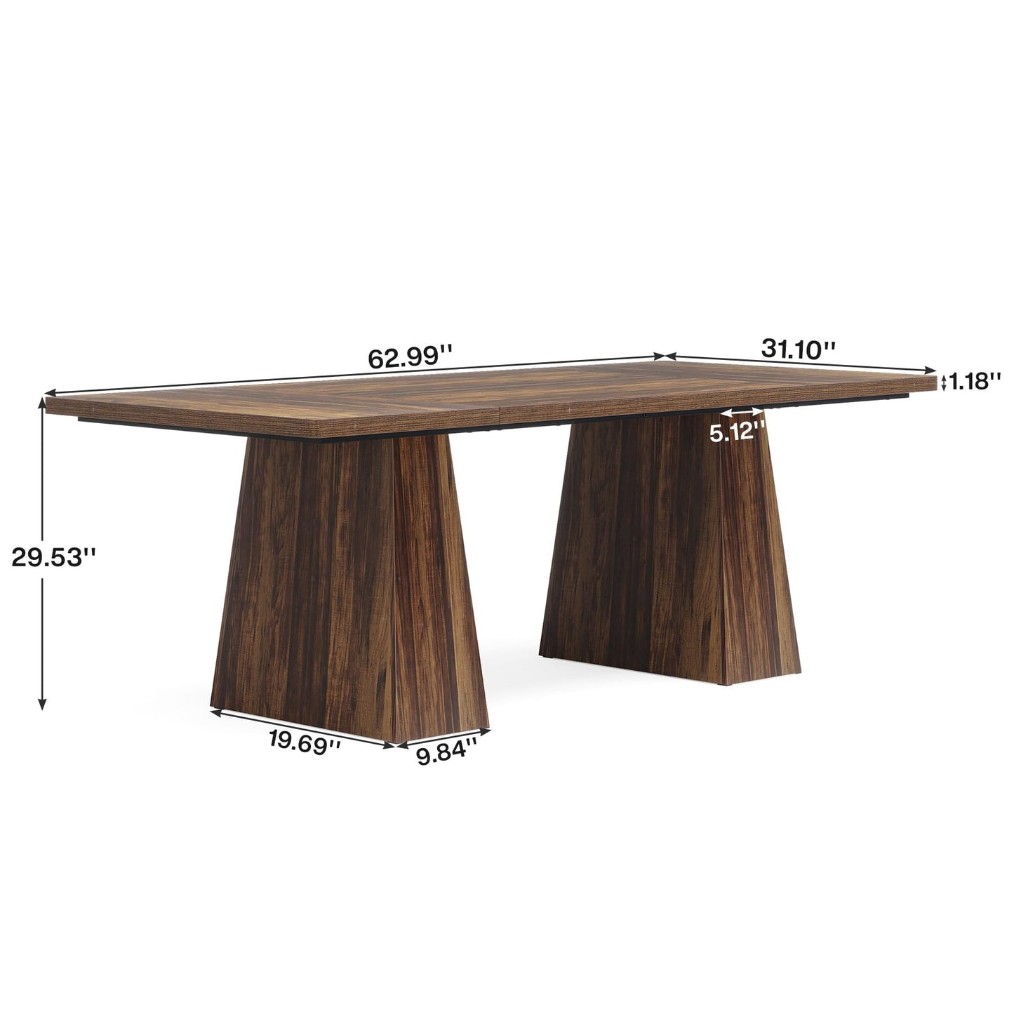 Tribesigns 63-Inch Executive Desk, Large Office Computer Desk with Double Pedestal, Modern Simple Workstations Writing Table Conference Table Business Furniture for Home Office, Light Brown