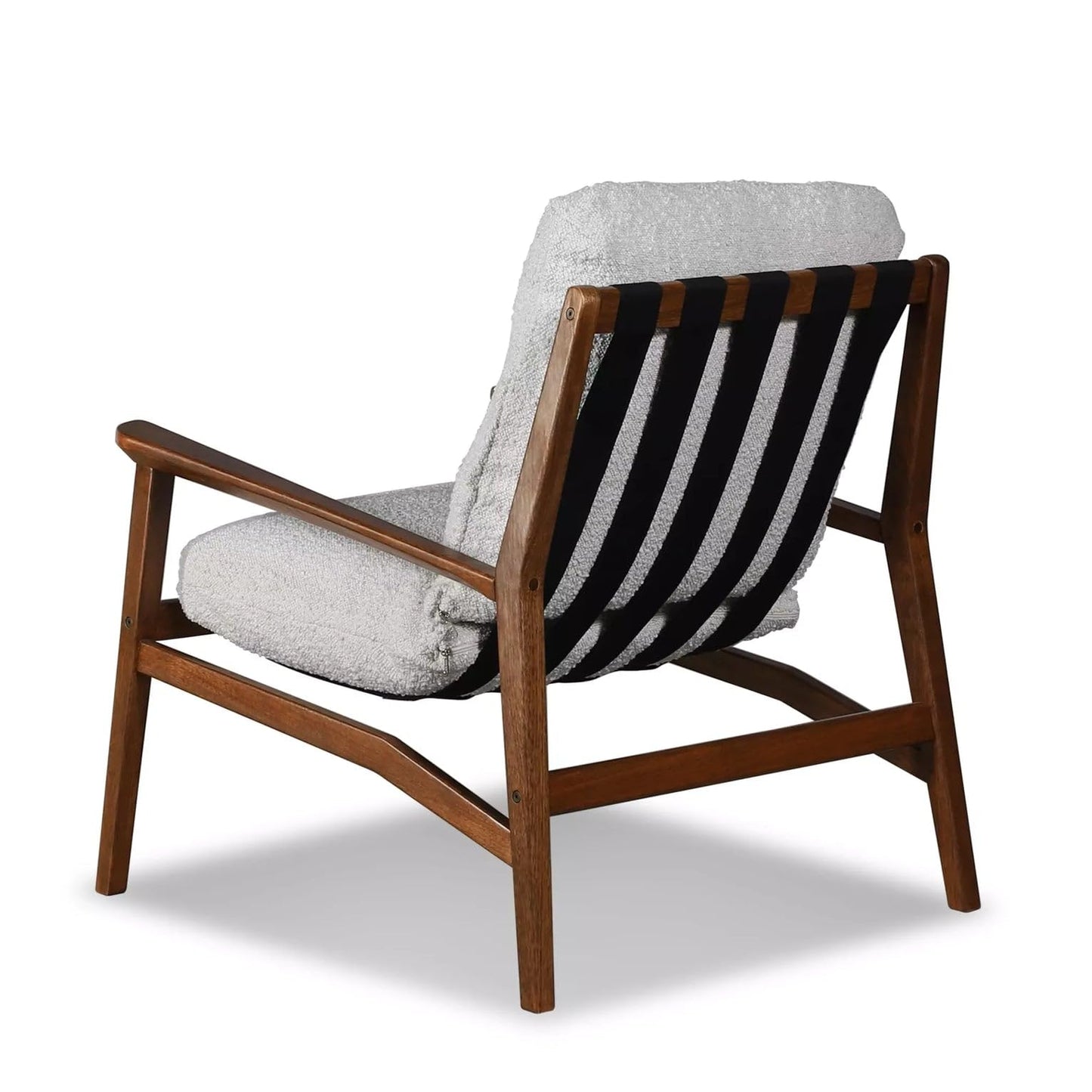 Grain Wood Furniture Solid Wood Mid Century Lounge Chair with Stone Gray Cushions