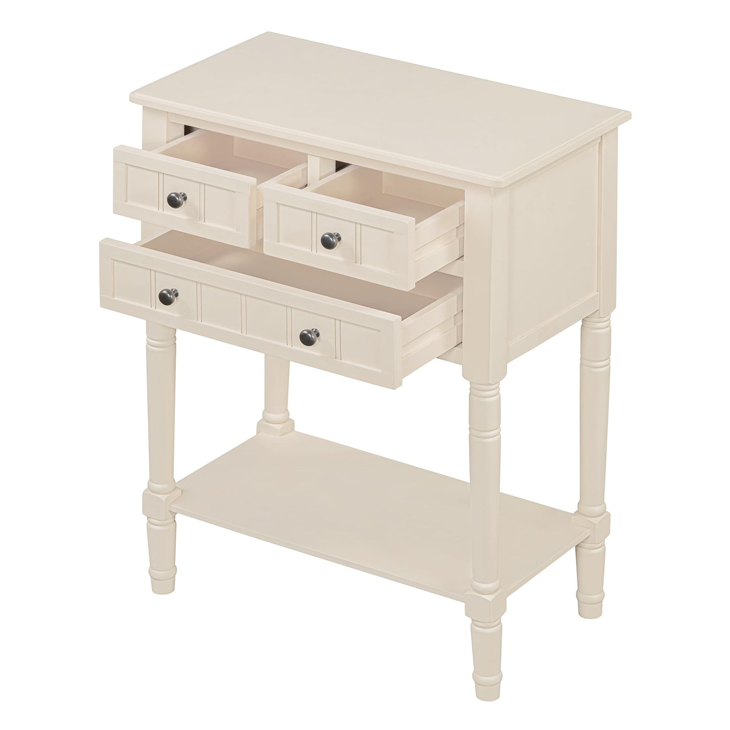 LKTART Small Solid Wood Sofa Table,Console Table with Drawers and Bottom Shelf, Entryway Hallway Foyer Entry Table for Living Room(23.7" Natural)