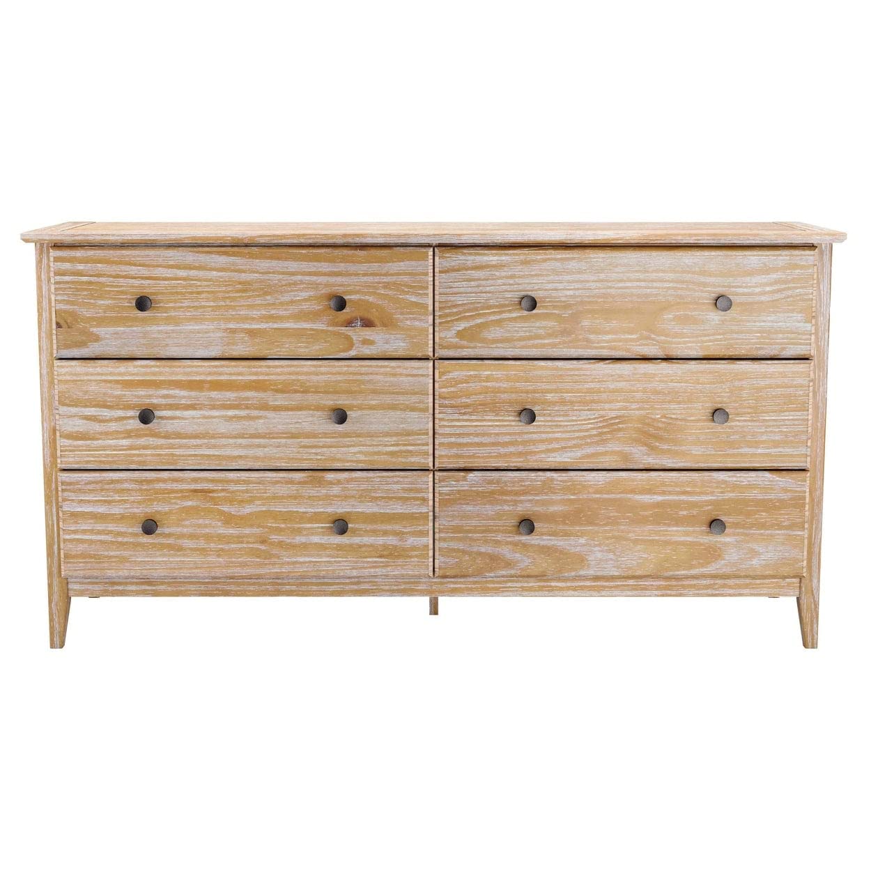 Grain Wood Furniture Greenport 6-Drawer Bedroom Dresser, Solid Wood with a Brushed Walnut Finish