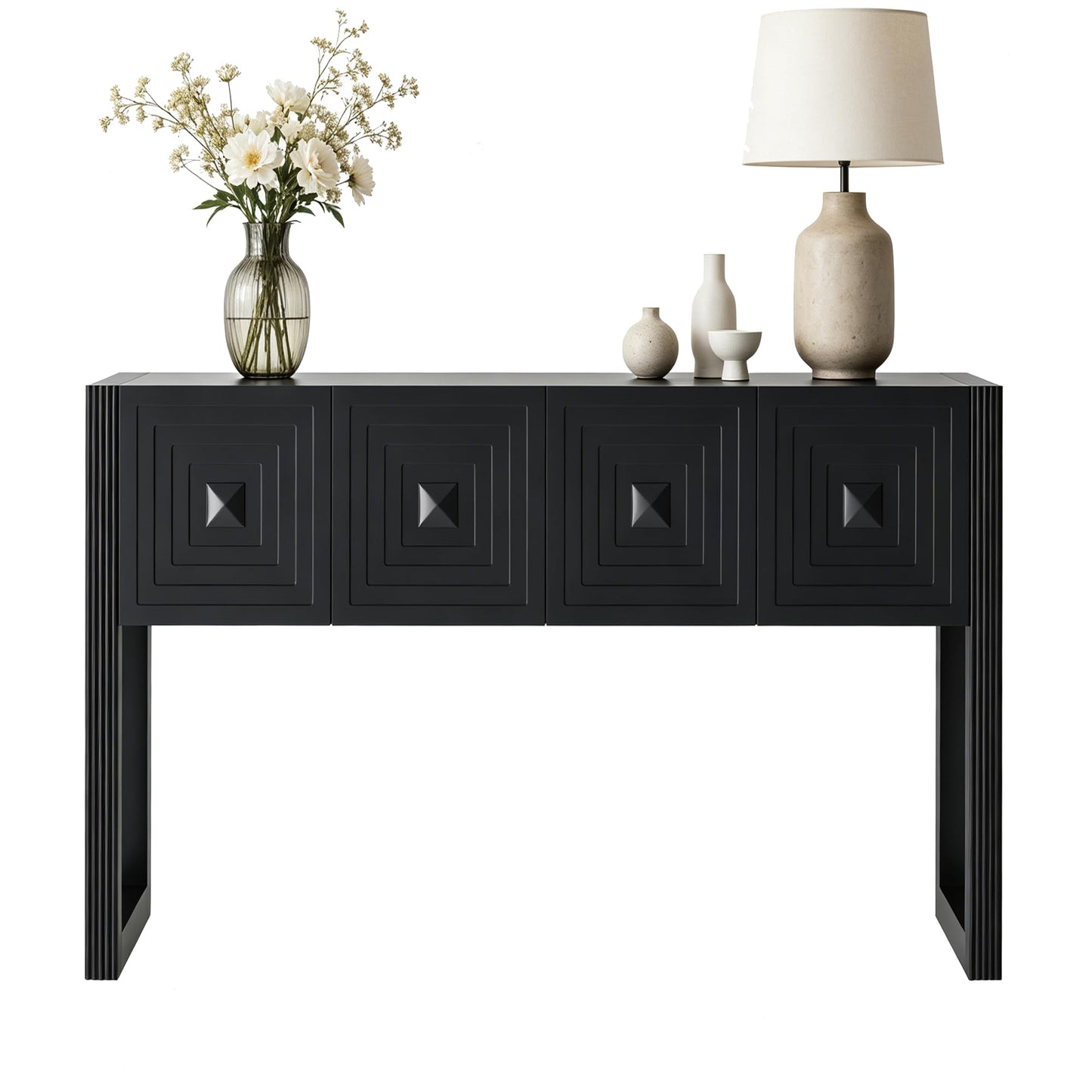 LKTART Solid Wood Farmhouse Console Table,Sofa Table with Storage Drawers and Shelves,Entryway Table for Entry Hallway Foyer Sofa Side Table,EasyAssembled (48" Navy Blue)