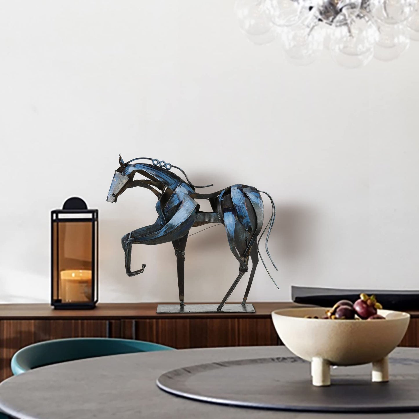SunBlogs Art Metal Horse Statue Decor, Handmade Strong Modern Horse Sculpture Handicraft, Rustic Metal Statue Decorations Gift for Home Office Desk Figurine (Brown)
