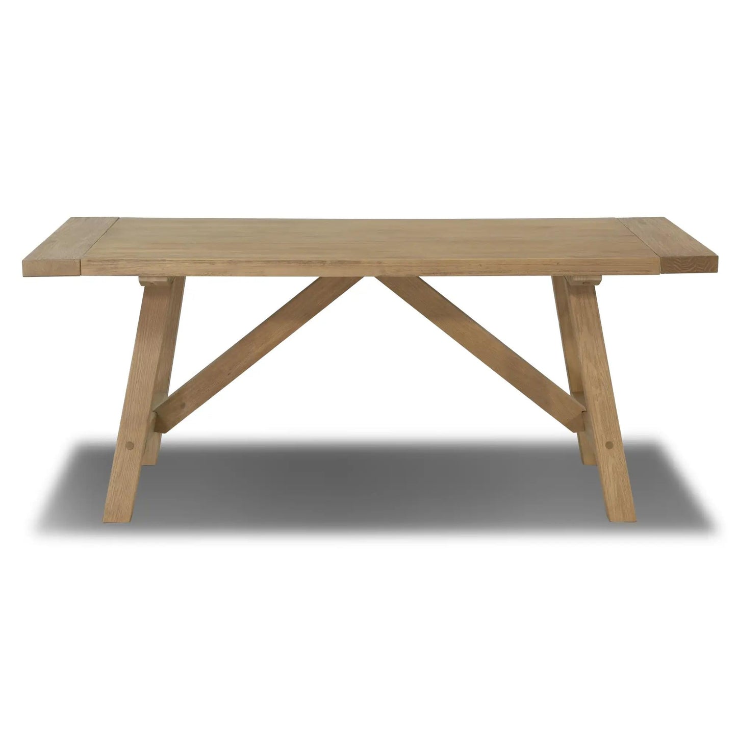 Grain Wood Furniture Solid Wood Cascais 72" Rectangular Table with Farmhouse Base in Blonde Oak Top and Base