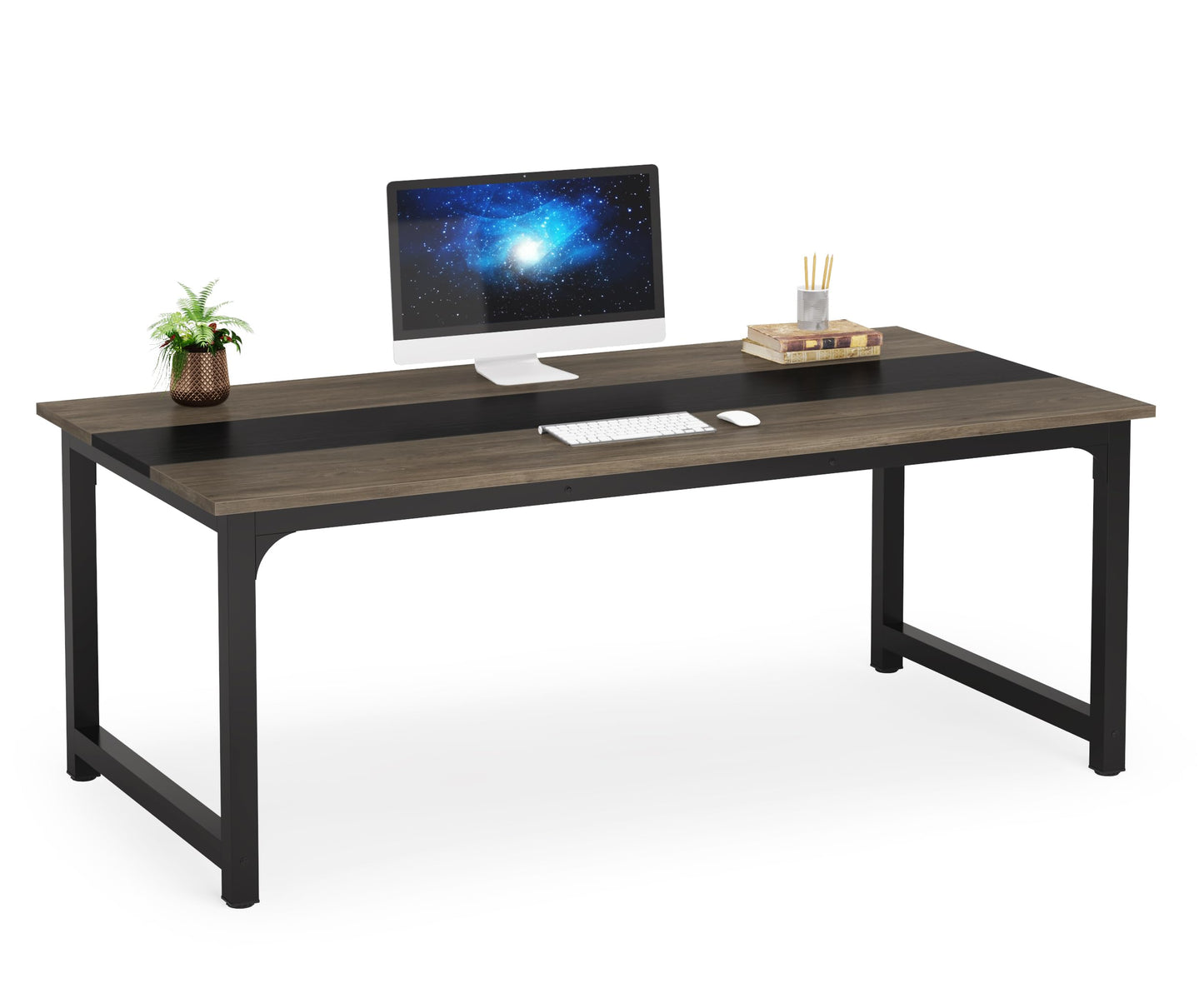 Tribesigns Modern Simple Computer Desk, 47 inch Vintage Office Desk Computer Table, Study Writing Study Desk Workstation for Home Office, Rustic Brown