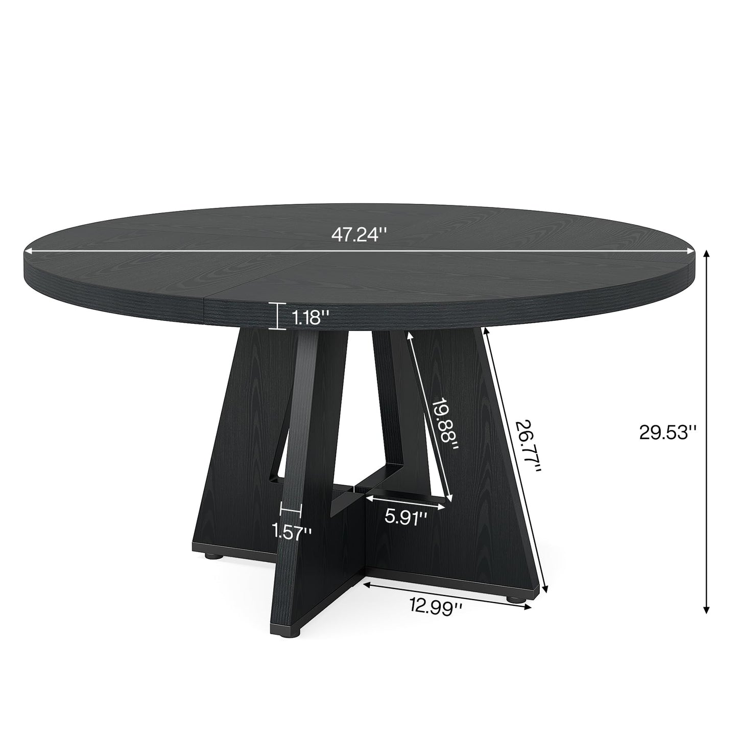 Tribesigns 47-Inch Round Conference Table for 4-6 People, Wooden Meeting Room Table with Thicken Tabletop and Wood Base (Grey)
