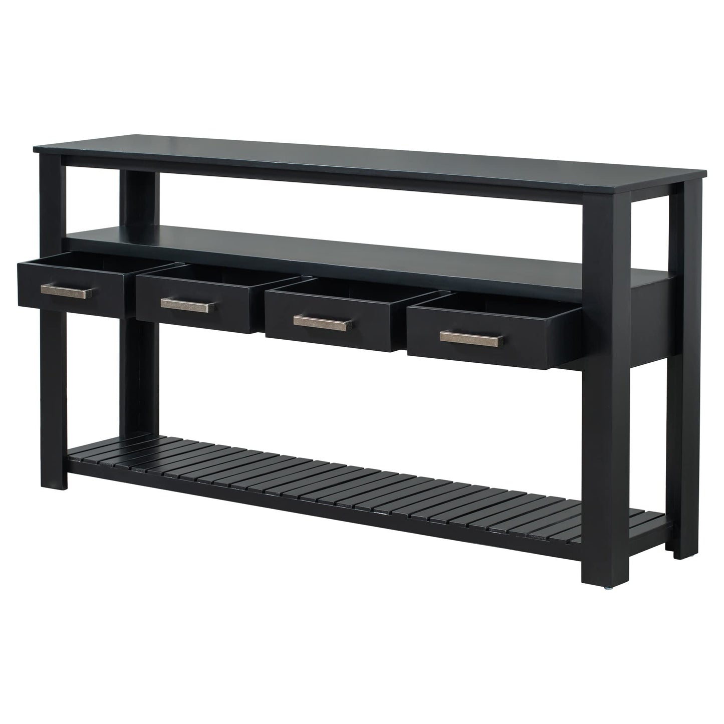 LKTART 63" Solid Wood Console Table Sofa Table with Storage Drawers and Bottom Shelf,Farmhouse Entryway Table for Hallway Foyer,Living Room,Easy Assembled (63" Espresso)