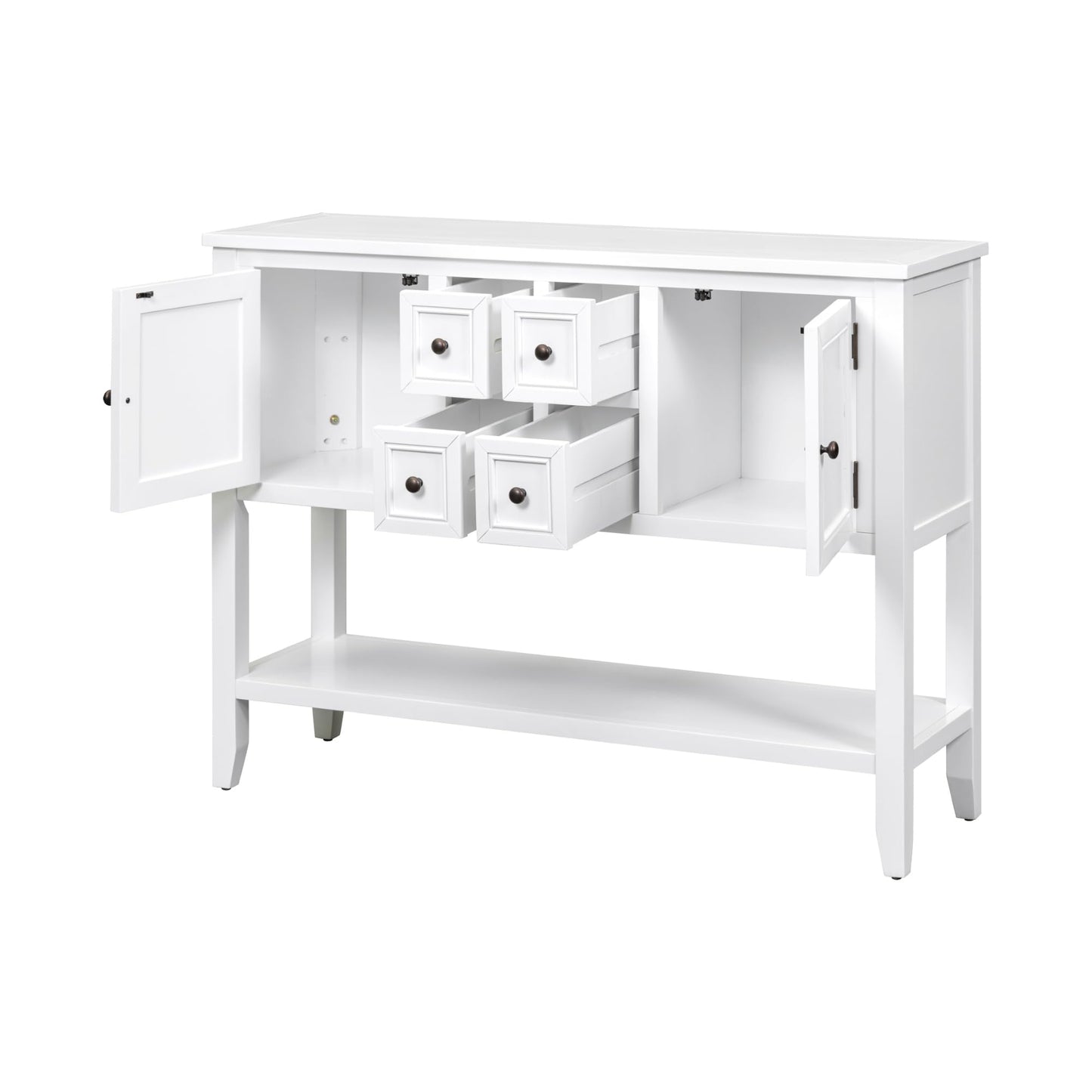 LKTART Farmhouse Sideboard Buffet Cabinet,Solid Wood Sideboard with Storage Drawers and Bottom Shelf,Coffee Bar for Entryway Hallway Foyer,Easy Assembled (46.5" Brown