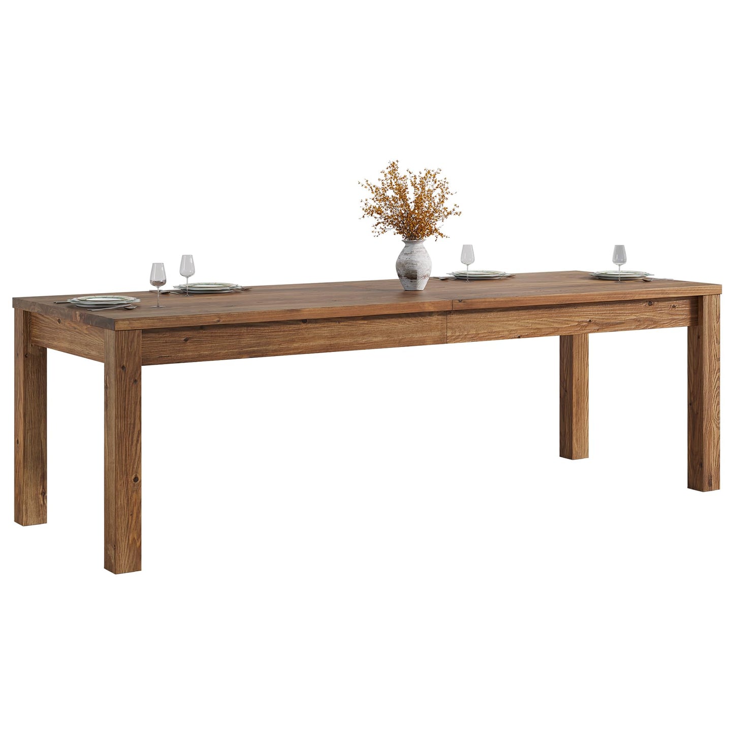 78.7" Large Dining Table for 6 8 10, Solid Wood Rustic Kitchen Table, Modern Farmhouse Rectangular Dining Desk for Kitchen, Living Room, Wood Brown
