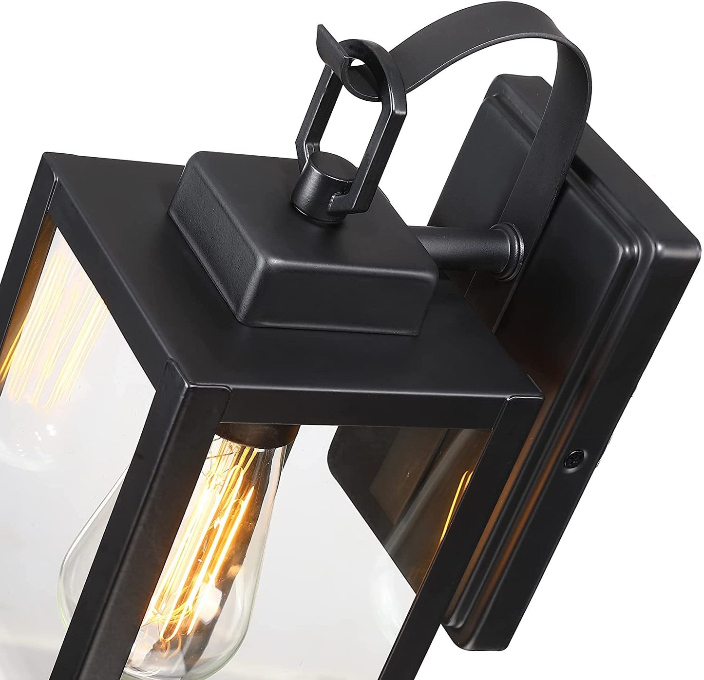 18 Inch Dusk to Dawn Outdoor Wall Light Fixtures, Large Exterior Waterproof Light Fixtures, Black Modern Porch Lights with E26 Sockets & Glass Shades, Wall Sconces for Patio, Garage, Front Door