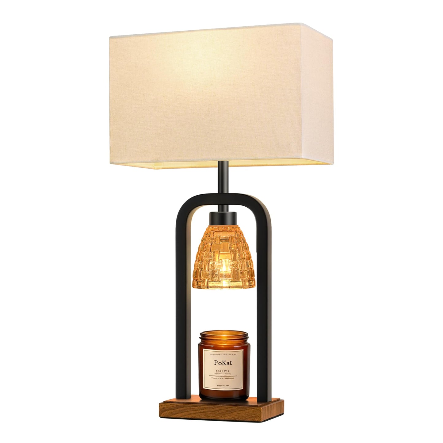PoKat Gold Table Lamp Candle Warmer, Candle Warmer Lamp with Timer Dimmer, Wax Light Warming Table Lamp for Jar Candles, Modern Bedside Lamp for House Warming Home Decor Living Room, Bulb Included