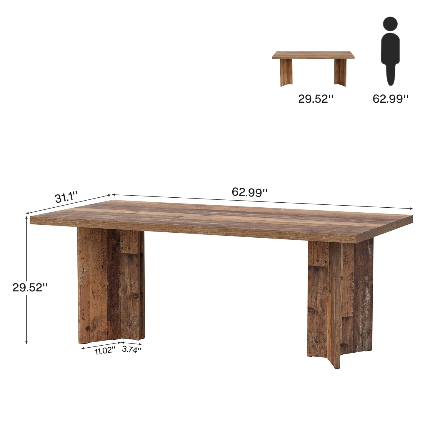 Tribesigns 63-inch Dining Table for 4-6, Farmhouse Kitchen Table with Large Tabletop, Rectangular Dinner Eating Table for Dining Room, Living Room, Kitchen