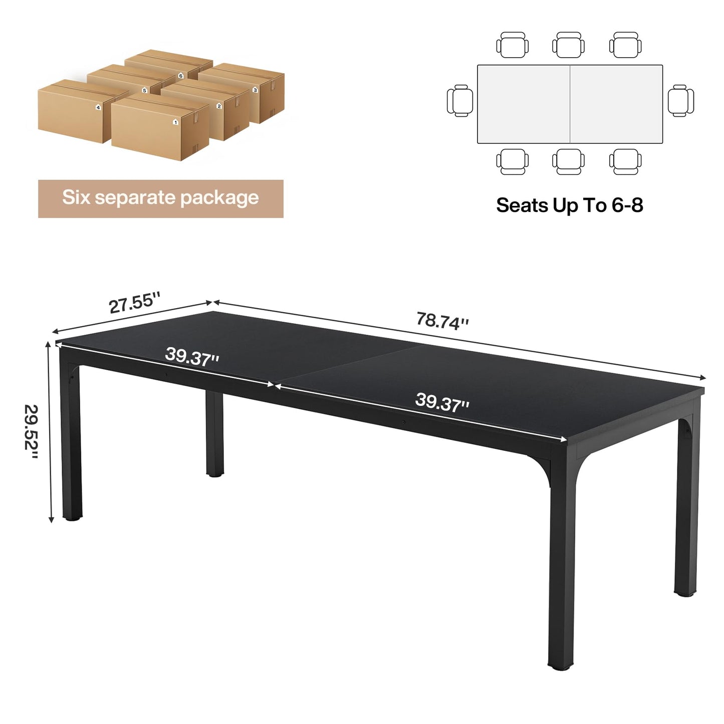 Tribesigns 6.5 FT Conference Room Table, 78.74" W x 27.56" D Large Office Conference Table, Modern Seminar Meeting Table Desk for Boardroom, Meeting Room (1, Rustic Brown)