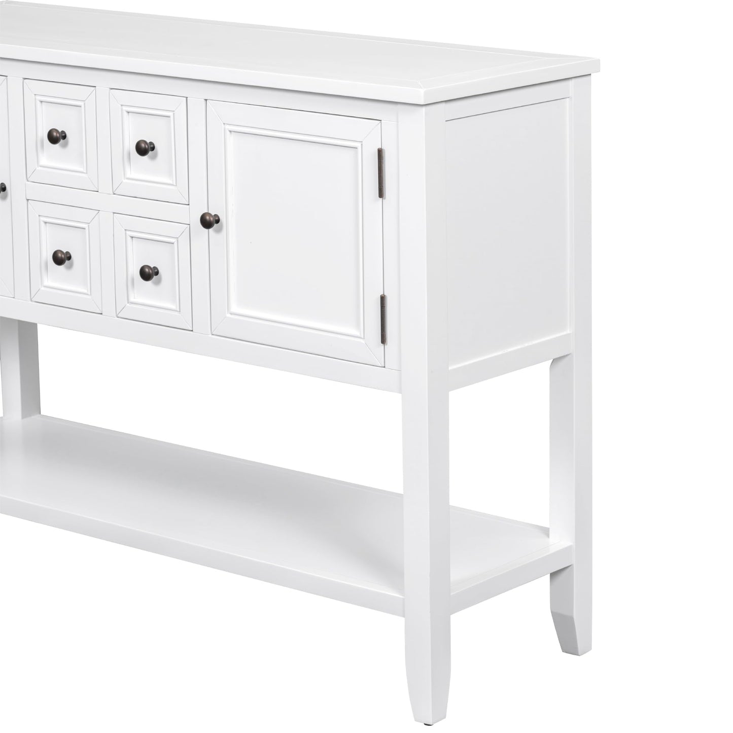 LKTART Farmhouse Sideboard Buffet Cabinet,Solid Wood Sideboard with Storage Drawers and Bottom Shelf,Coffee Bar for Entryway Hallway Foyer,Easy Assembled (46.5" Brown
