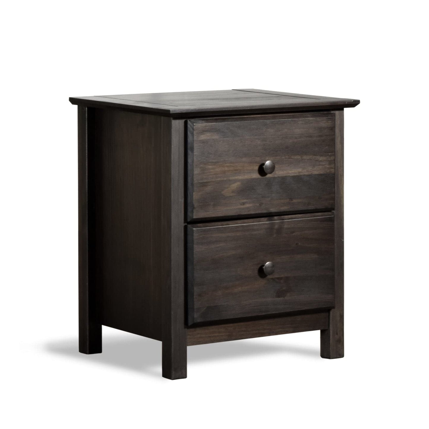 Grain Wood Furniture Shaker 2-Drawer Bedside Nightstand, Solid Wood with Walnut Finish