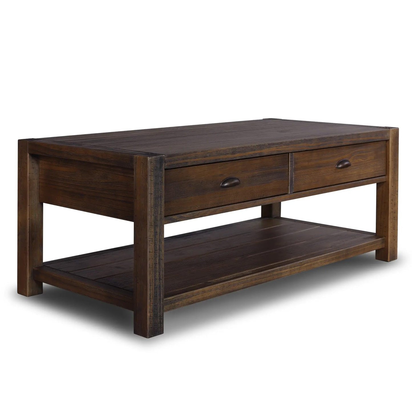 Grain Wood Furniture Montauk Coffee Table, Solid Wood with a Driftwood Finish