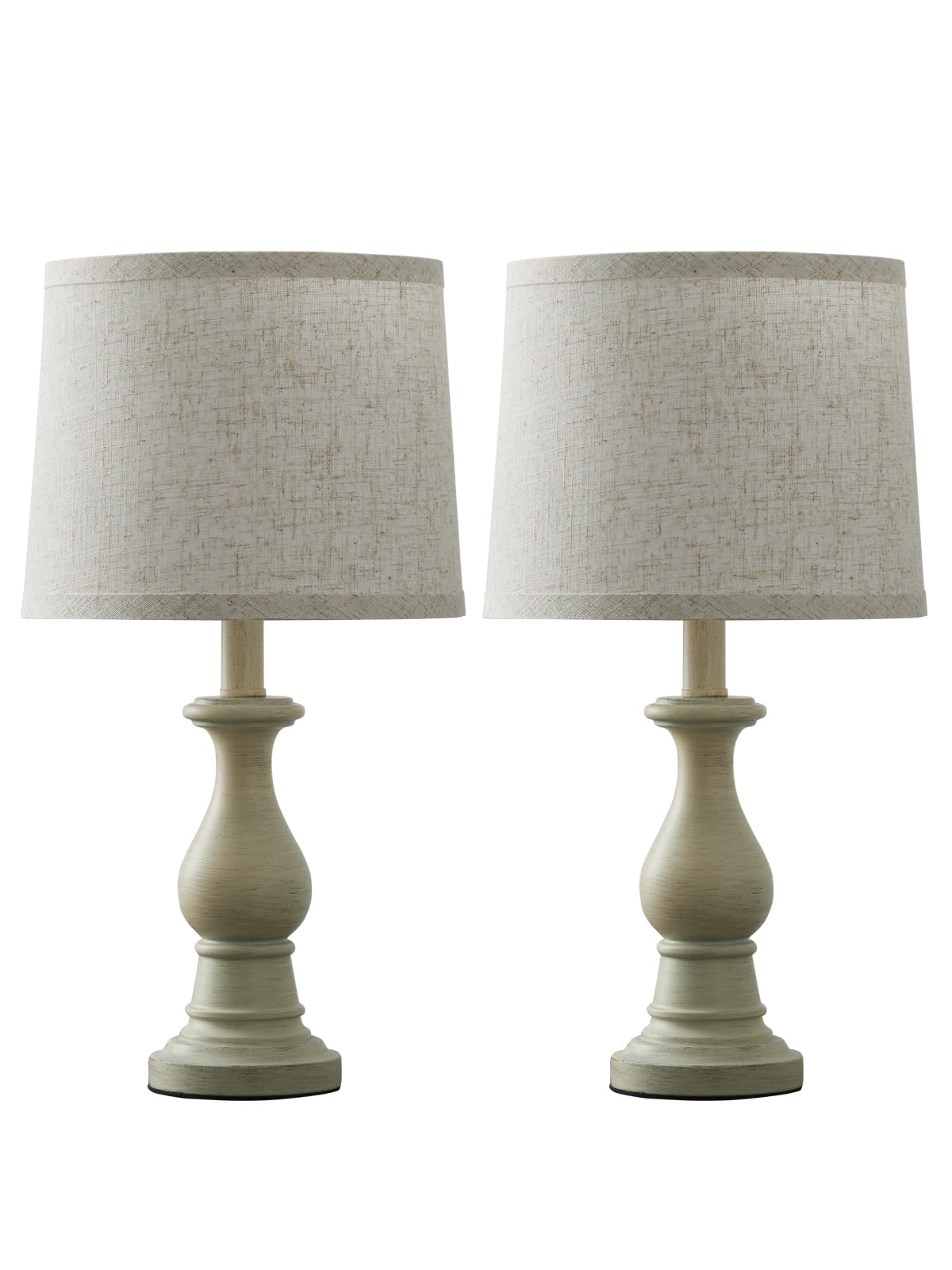 Vintage Table Lamp for Living Room Bedroom, 18.5" Farmhouse Bedside Lamps Nightstand Lamp Set of 2, Table Lamps with Oatmeal Linen Lamp Shades, 2 LED Bulbs Included