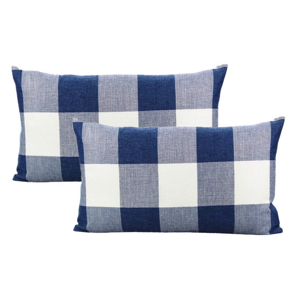 VAKADO Outdoor Farmhouse Buffalo Plaids Throw Pillow Covers 18x18 Set of 2 Black White Decorative Classroom Front Porch Classic Decor Retro Boho Cushion Cases Fall Home Rustic Check for Couch Patio