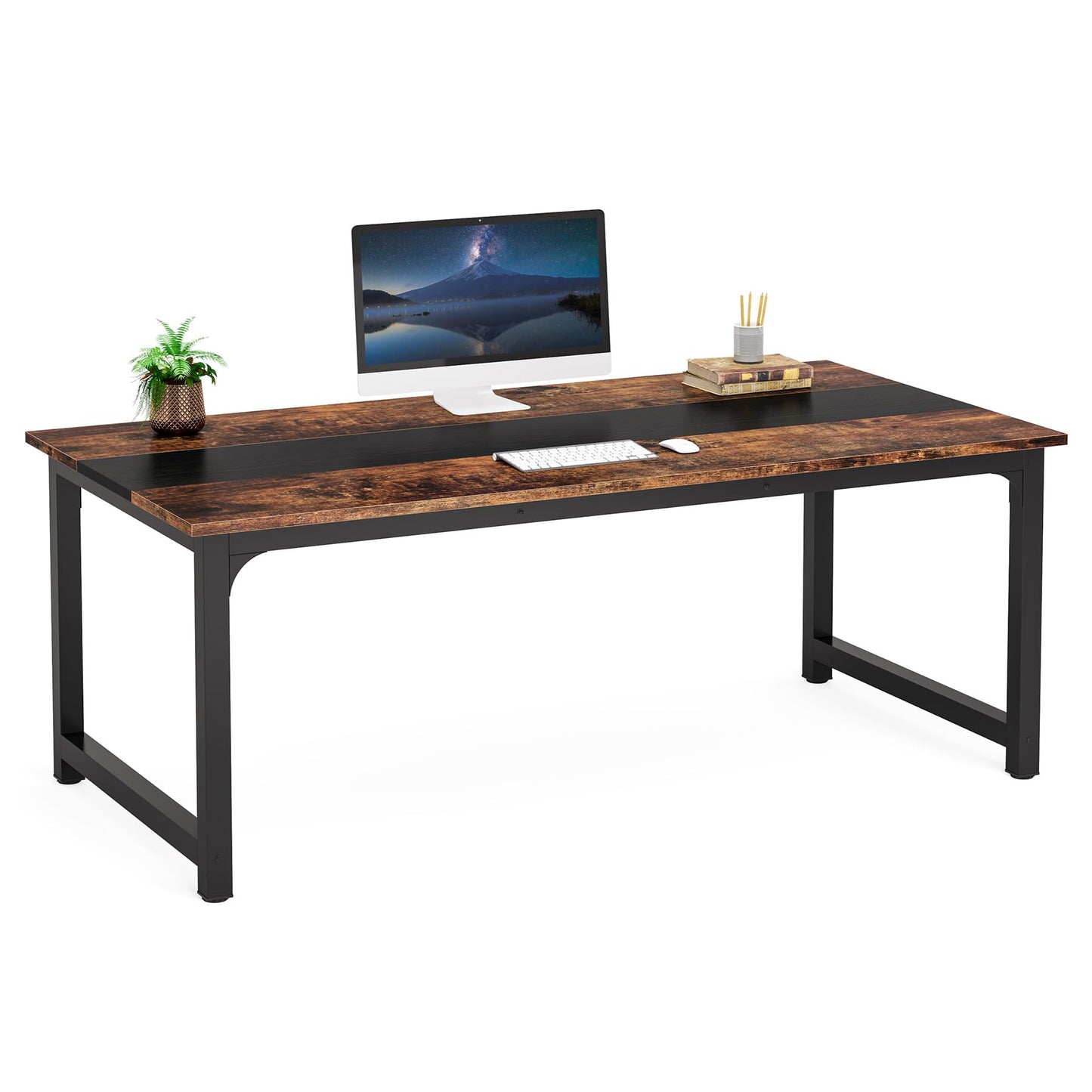 Tribesigns Modern Simple Computer Desk, 47 inch Vintage Office Desk Computer Table, Study Writing Study Desk Workstation for Home Office, Rustic Brown